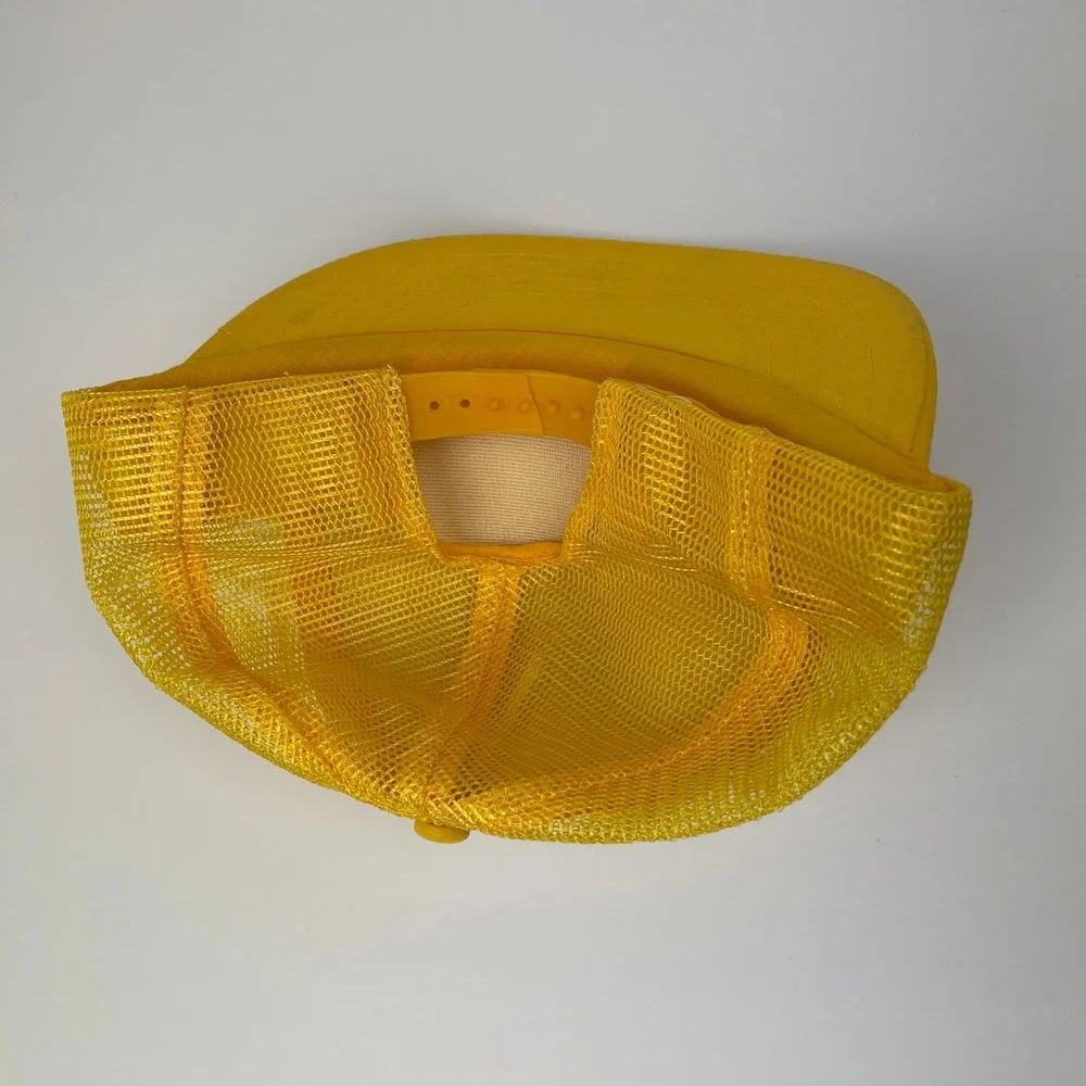 Vintage US Army 373rd Supply & Services BN Trucker Hat Snapback Yellow Crest